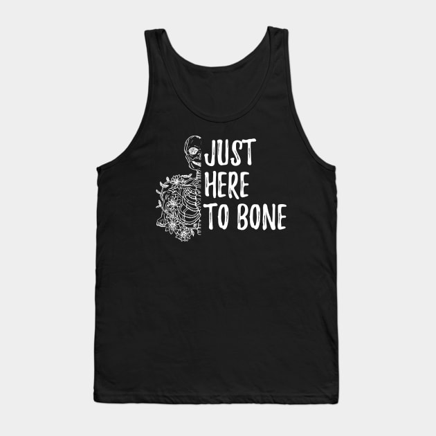 Funny Skeleton Just Here To Bone - Skeleton Belly Dance Halloween - Cute Sarczstic Skeleton Dance Orange Heart Halloween Tank Top by WassilArt